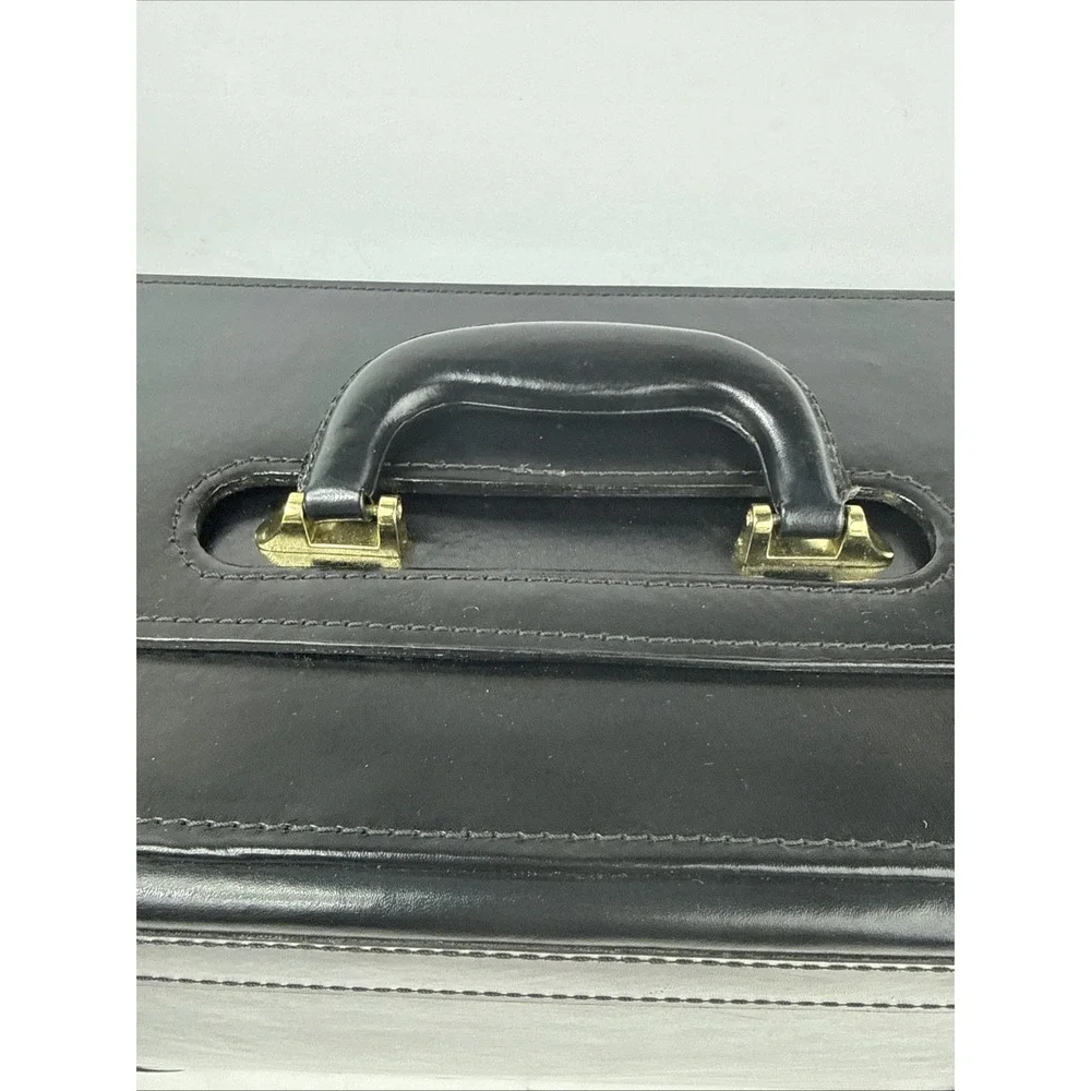 Vintage Pilot Case Catalog Briefcase Black Leather Combination Locks Attache New